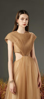 Jensen Pleated Cut-Out Organza Maxi Dress - MEAN BLVD