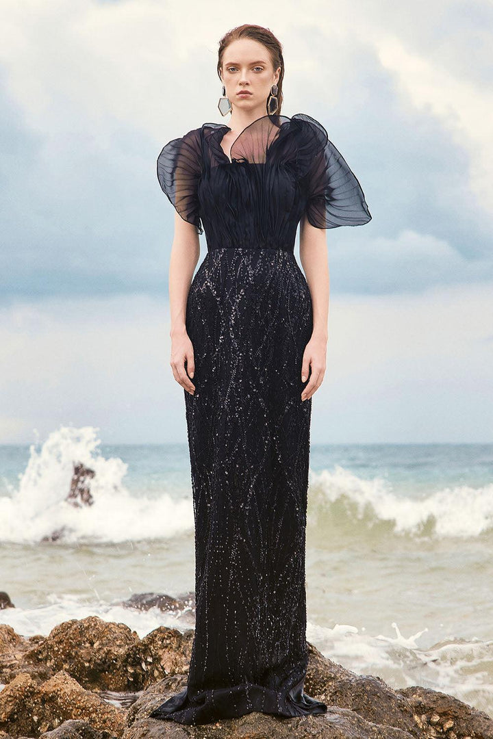 Jessica Sheath Illusion Neck Mesh Lace Floor Length Dress - MEAN BLVD