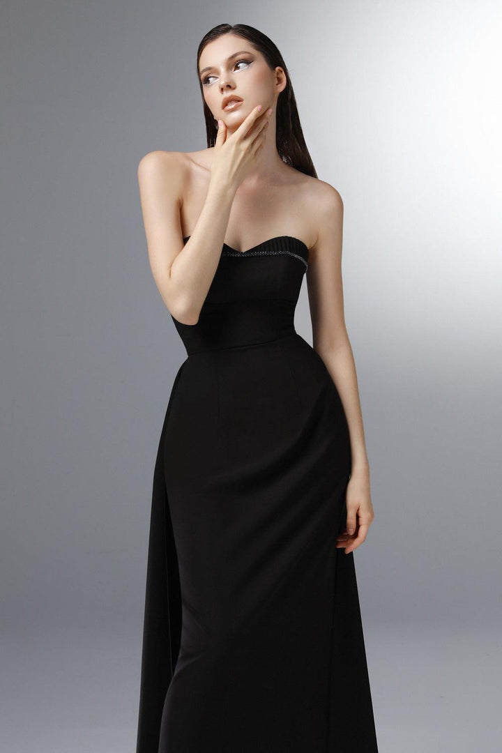 Jet D’eau Strapless Extended Flap Wool Cotton Floor Length Dress - MEAN BLVD