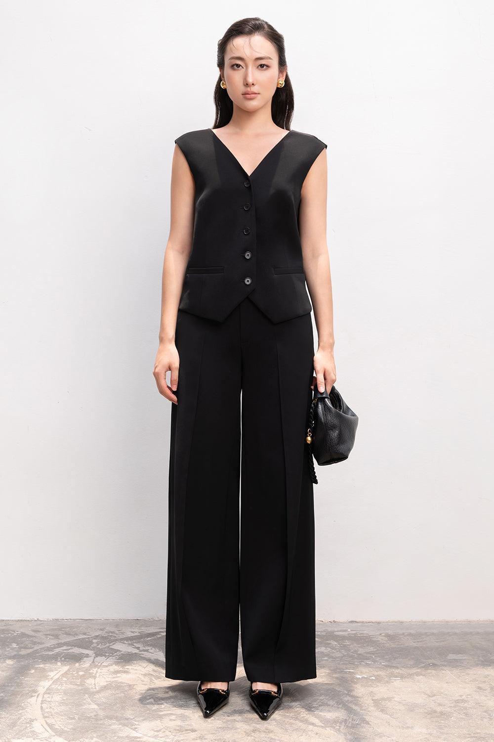 Micah Straight Wide Leg Crepe Ankle Length Pants - MEAN BLVD