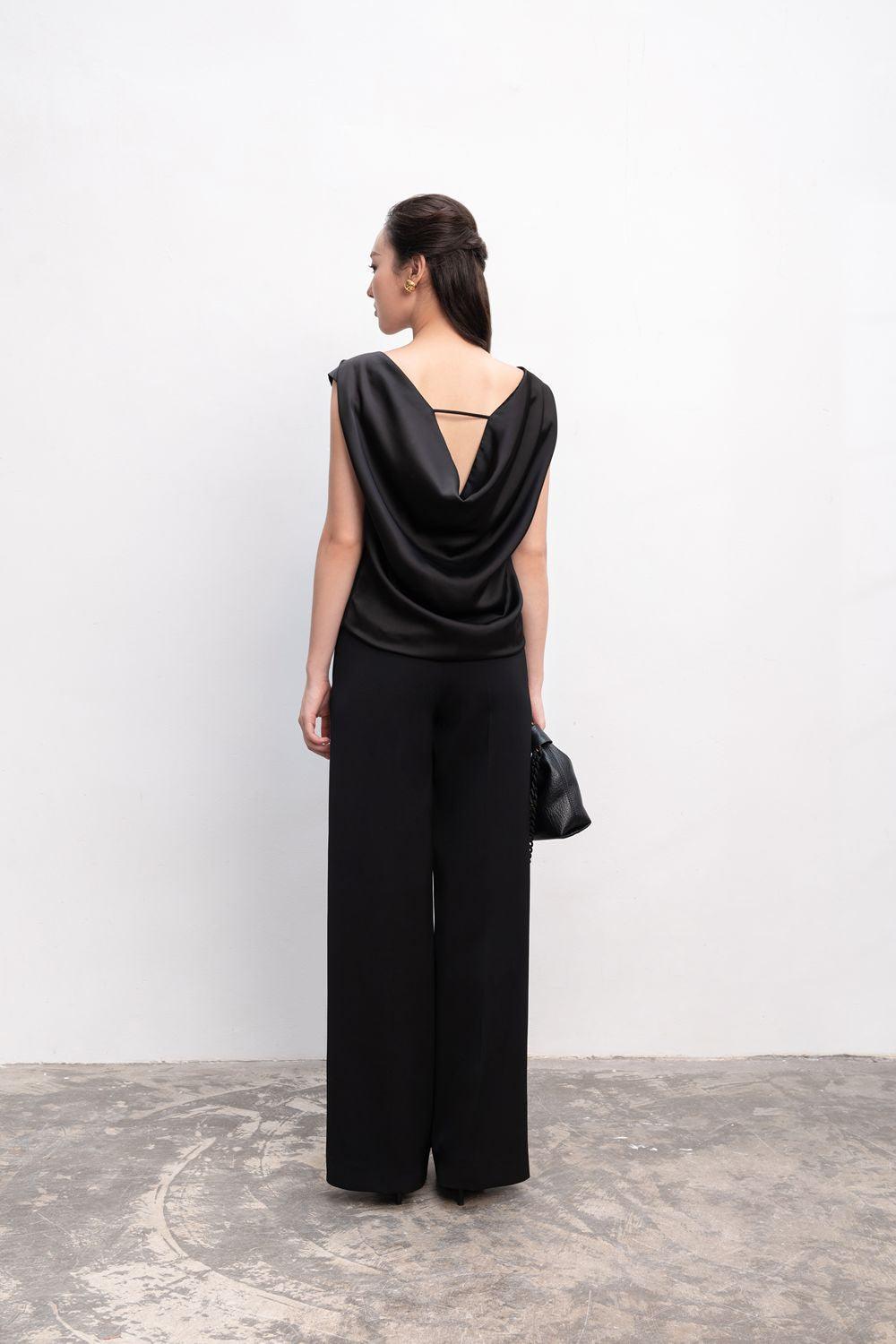 Joanna Straight V-Neck Silk Crepe Top - MEAN BLVD