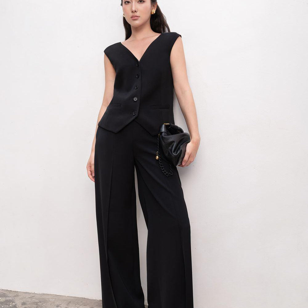 Joanna Straight V-Neck Silk Crepe Top - MEAN BLVD