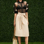 Jocelyn A-line Ribbon Khaki Calf Length Skirt - MEAN BLVD