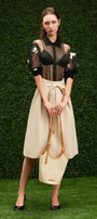 Jocelyn Pleated See-Through Mesh Sheer Shirt - MEAN BLVD