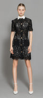 Joelle A-line Contrasting Collar Lace Above The Knee Dress - MEAN BLVD