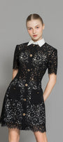 Joelle A-line Contrasting Collar Lace Above The Knee Dress - MEAN BLVD