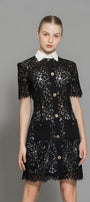 Joelle A-line Contrasting Collar Lace Above The Knee Dress - MEAN BLVD