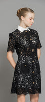 Joelle A-line Contrasting Collar Lace Above The Knee Dress - MEAN BLVD