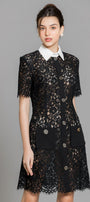 Joelle A-line Contrasting Collar Lace Above The Knee Dress - MEAN BLVD