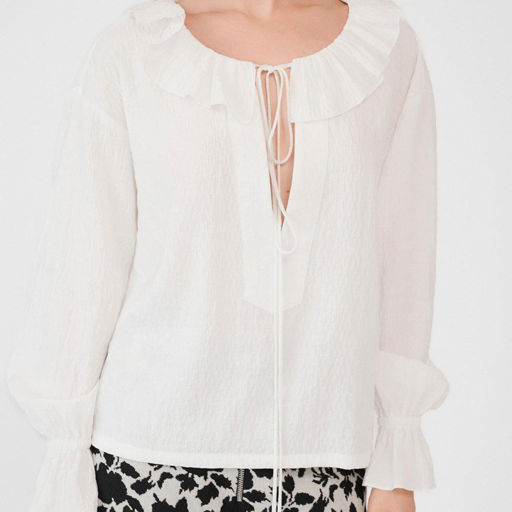Jolene Blouson Tie String Foam Top - MEAN BLVD