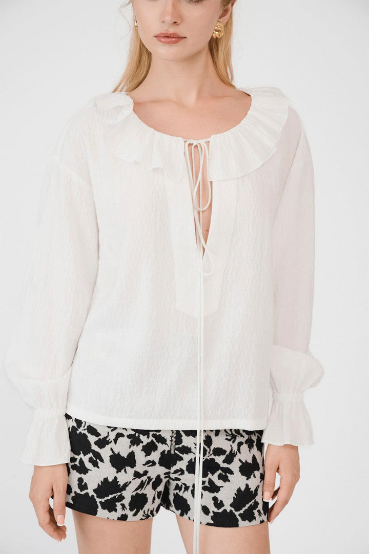 Jolene Blouson Tie String Foam Top - MEAN BLVD