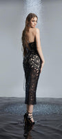 Jolie Strapless See-Through Lace Midi Dress - MEAN BLVD