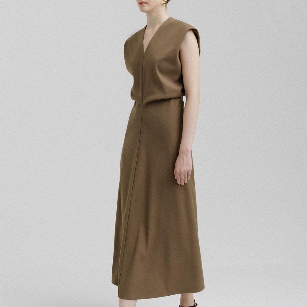 Jordan A-line V-Neck Polycotton Midi Dress - MEAN BLVD