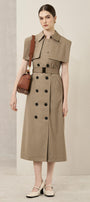 Jordan Straight Cape Shoulder Khaki Midi Dress - MEAN BLVD
