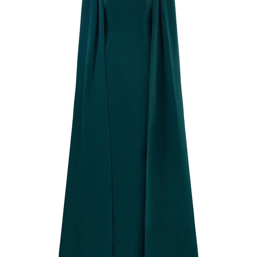 Josephine Sheath Cape Shoulder Crepe Floor Length Dress - MEAN BLVD