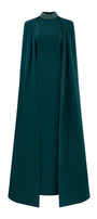 Josephine Sheath Cape Shoulder Crepe Floor Length Dress - MEAN BLVD