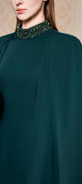 Josephine Sheath Cape Shoulder Crepe Floor Length Dress - MEAN BLVD