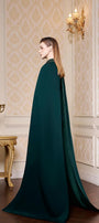 Josephine Sheath Cape Shoulder Crepe Floor Length Dress - MEAN BLVD