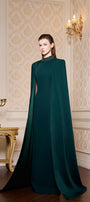 Josephine Sheath Cape Shoulder Crepe Floor Length Dress - MEAN BLVD