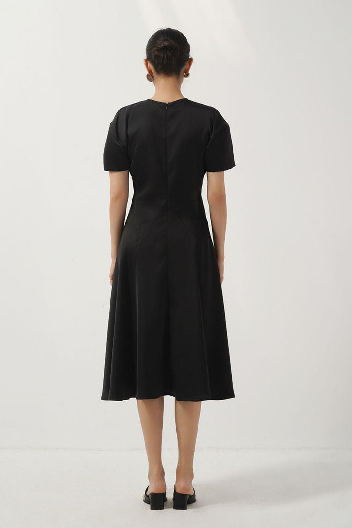 Josie A-line Short Sleeved Silk Midi Dress - MEAN BLVD