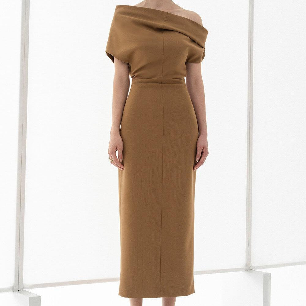 Josie Sheath Short Sleeved Twill Midi Dress - MEAN BLVD