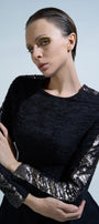 Journi A-line Long Sleeved Brocade Knee-length Dress - MEAN BLVD
