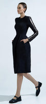 Journi A-line Long Sleeved Brocade Knee-length Dress - MEAN BLVD