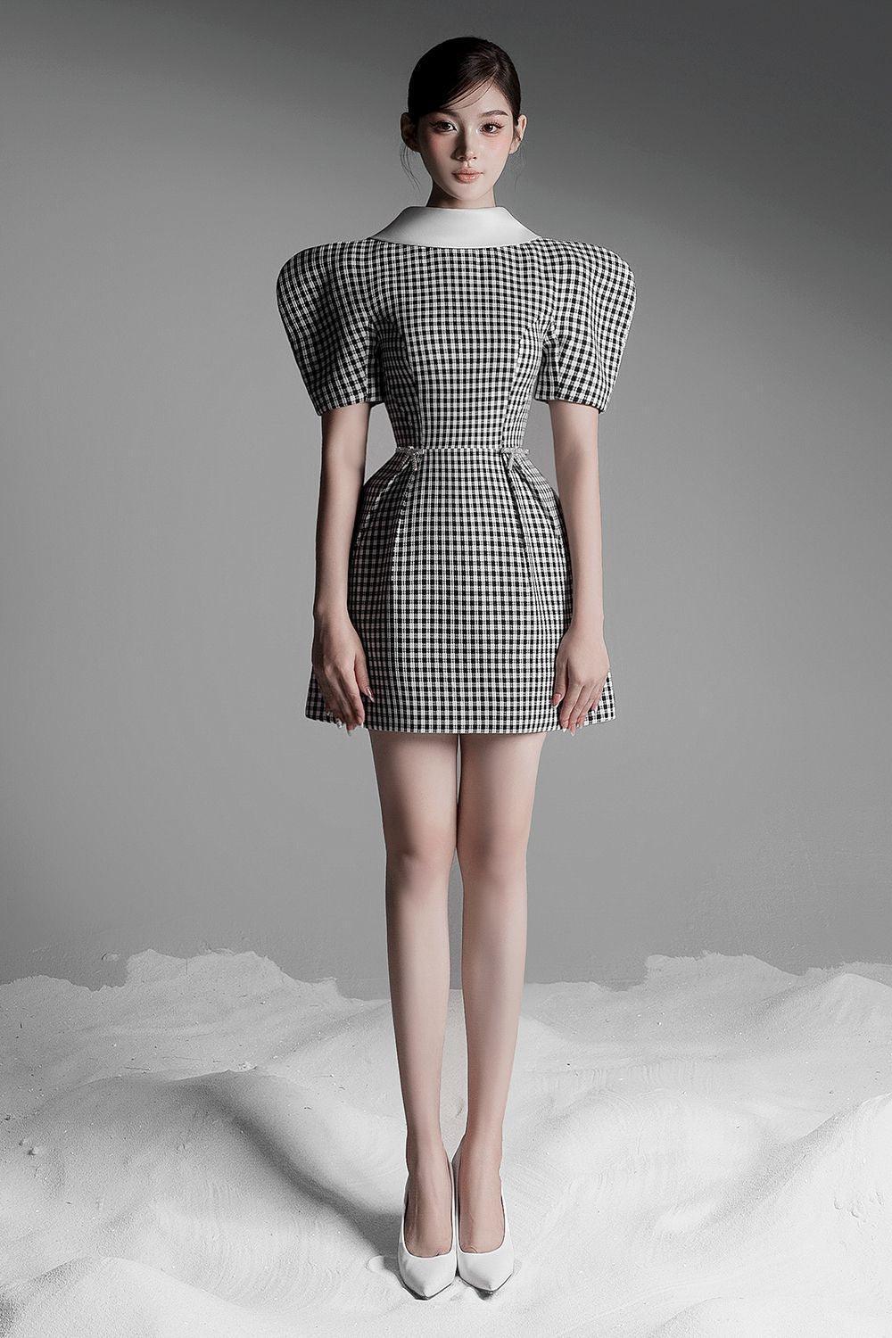 Joy Fit and Flare Puffy Sleeved Jacquard Mini Dress - MEAN BLVD