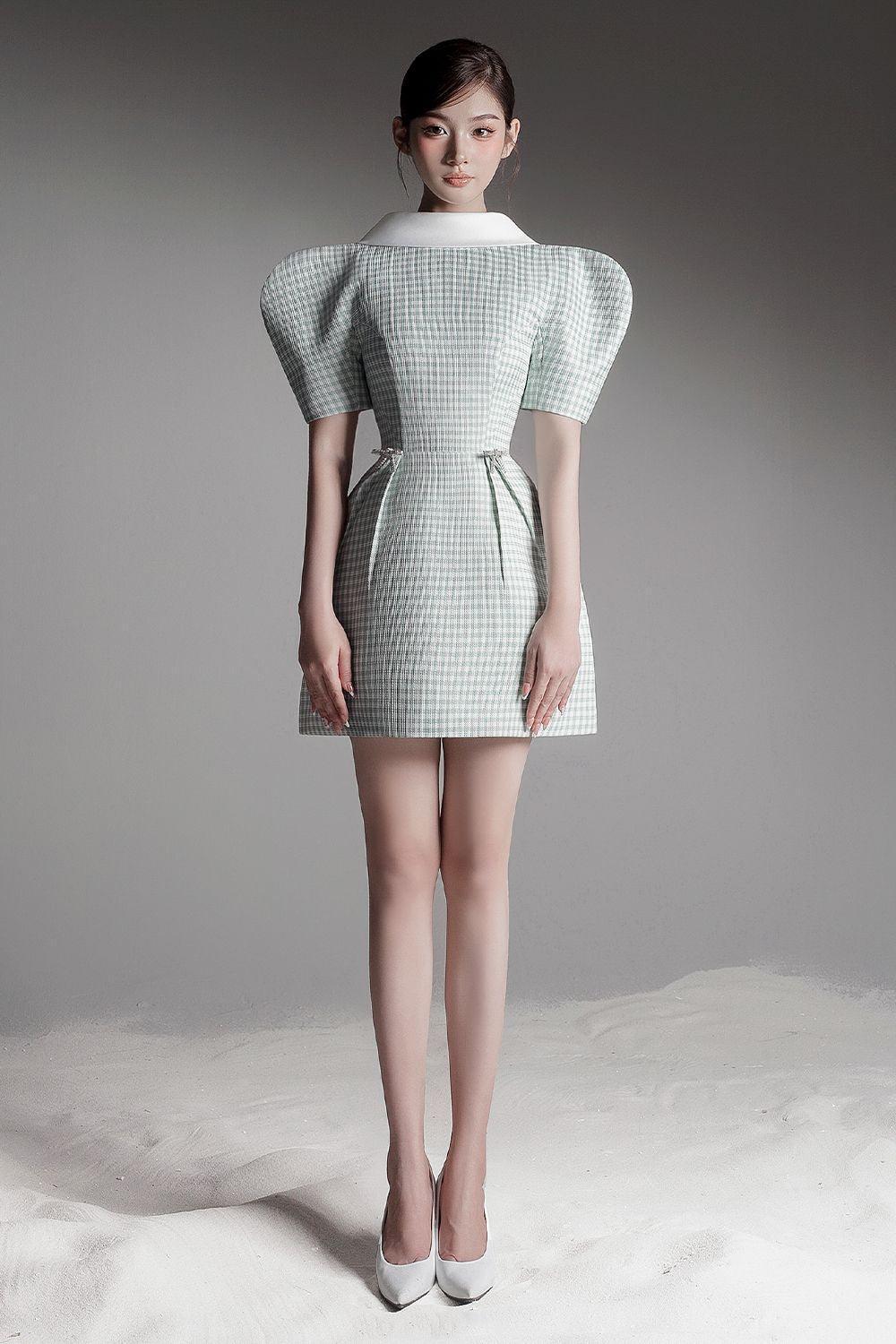 Joy Fit and Flare Puffy Sleeved Jacquard Mini Dress - MEAN BLVD