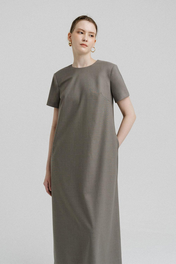 Joy Straight Short Sleeved Polycotton Midi Dress - MEAN BLVD