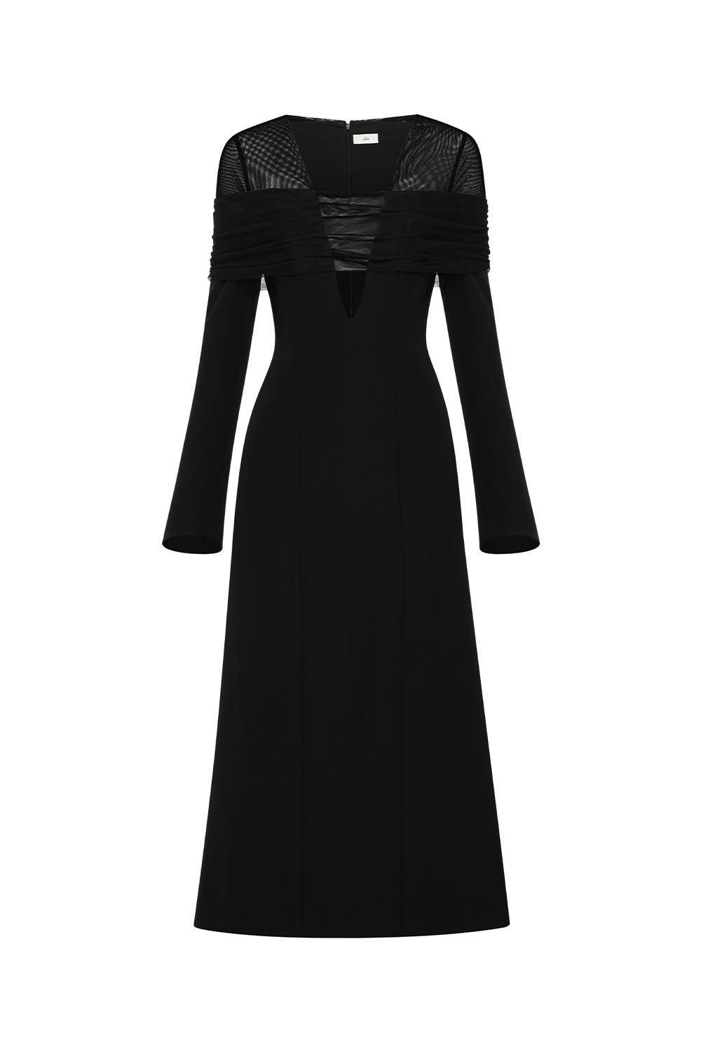 Jream Sheath Long Sleeved Satin Crepe Midi Dress - MEAN BLVD