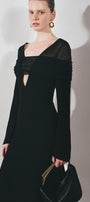 Jream Sheath Long Sleeved Satin Crepe Midi Dress - MEAN BLVD