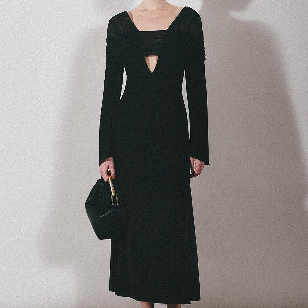 Jream Sheath Long Sleeved Satin Crepe Midi Dress - MEAN BLVD