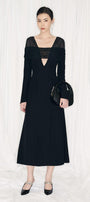 Jream Sheath Long Sleeved Satin Crepe Midi Dress - MEAN BLVD