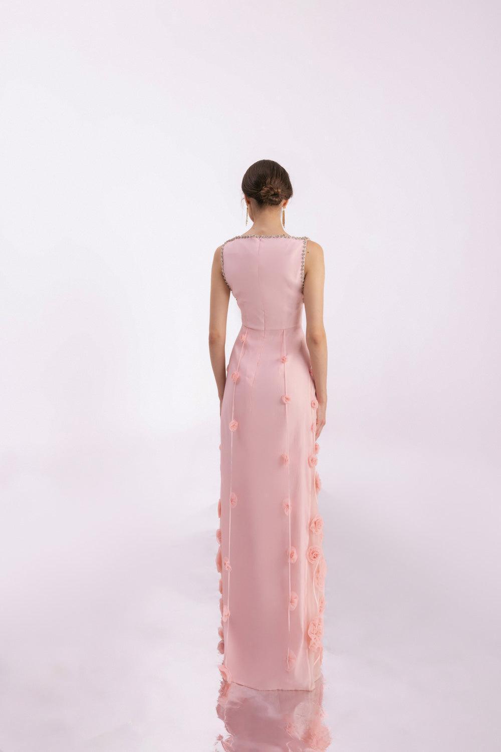 Juarez A-line Boat Neck Mesh Silk Floor Length Dress - MEAN BLVD