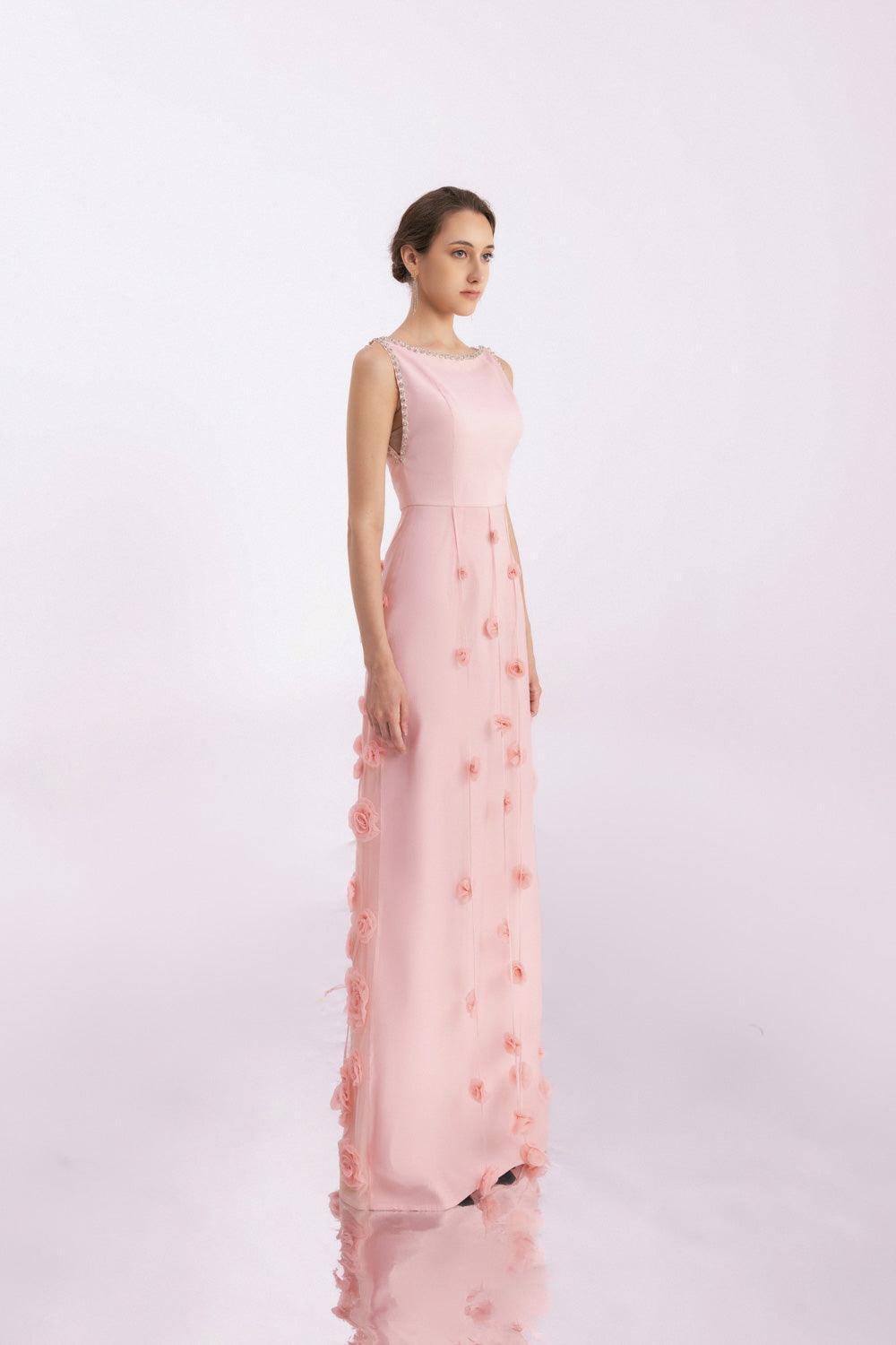 Juarez A-line Boat Neck Mesh Silk Floor Length Dress - MEAN BLVD