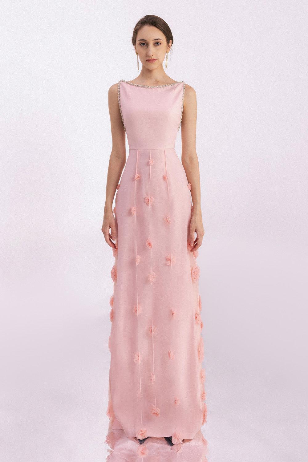 Juarez A-line Boat Neck Mesh Silk Floor Length Dress - MEAN BLVD