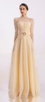Judith A-line Draped Mesh Silk Floor Length Dress - MEAN BLVD