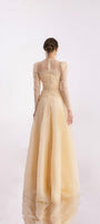 Judith A-line Draped Mesh Silk Floor Length Dress - MEAN BLVD
