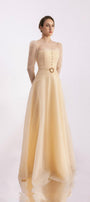 Judith A-line Draped Mesh Silk Floor Length Dress - MEAN BLVD