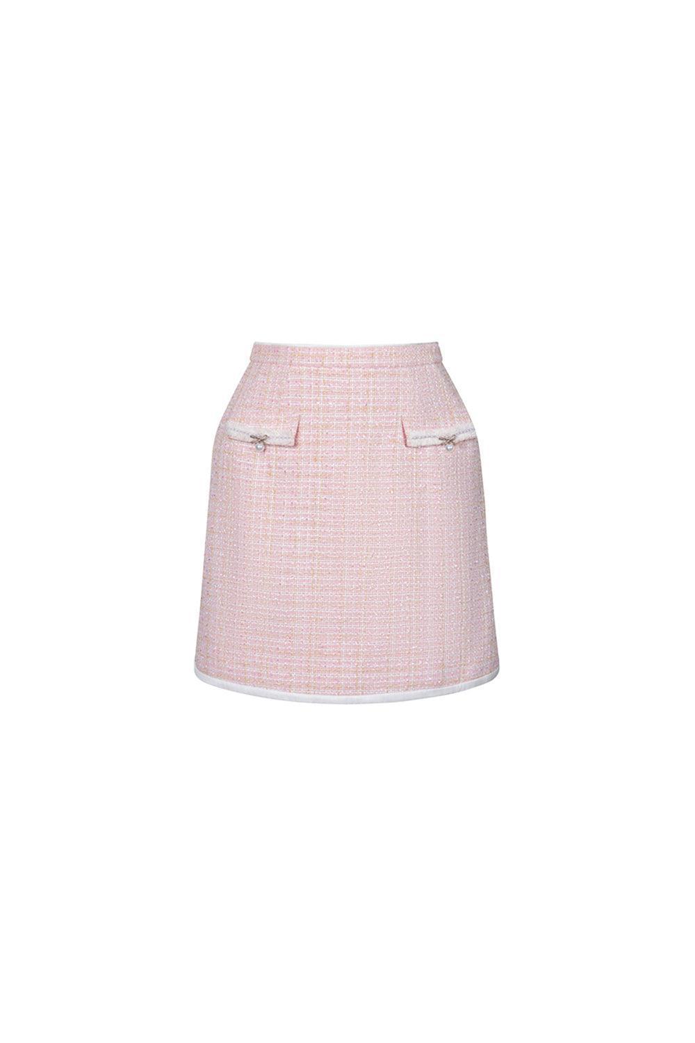 Judy A-line Slit Hem Tweed Mini Skirt