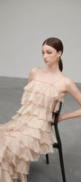 Julia String Layered Crinkle Organza Midi Dress - MEAN BLVD