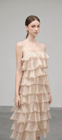 Julia String Layered Crinkle Organza Midi Dress - MEAN BLVD
