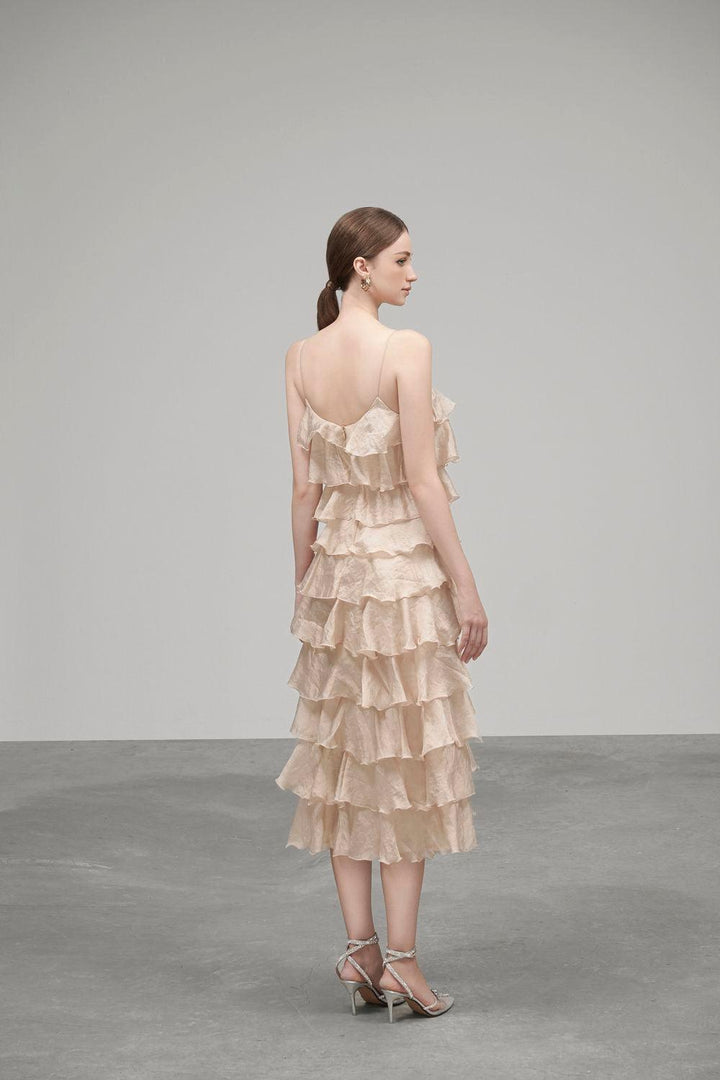 Julia String Layered Crinkle Organza Midi Dress - MEAN BLVD