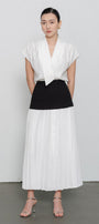Juliana Drop Waist Pleated Polycotton Ankle Length Skirt - MEAN BLVD