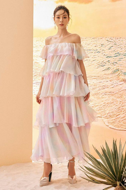 Juliana Layered Ruffled Organza Midi Dress - MEAN BLVD