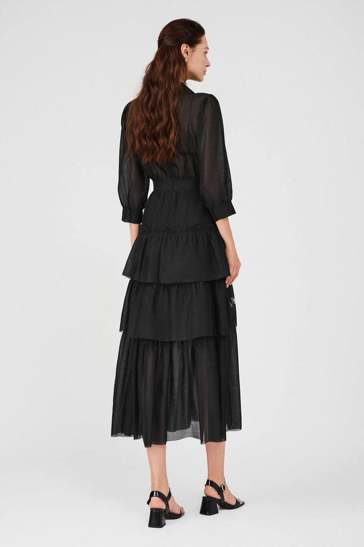 Julie Layered Ribbon Organza Midi Dress - MEAN BLVD