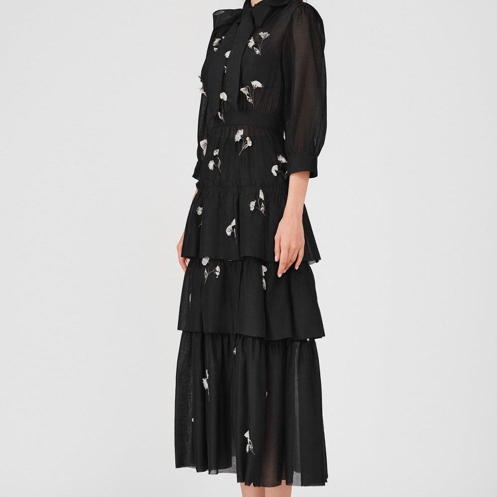 Julie Layered Ribbon Organza Midi Dress - MEAN BLVD