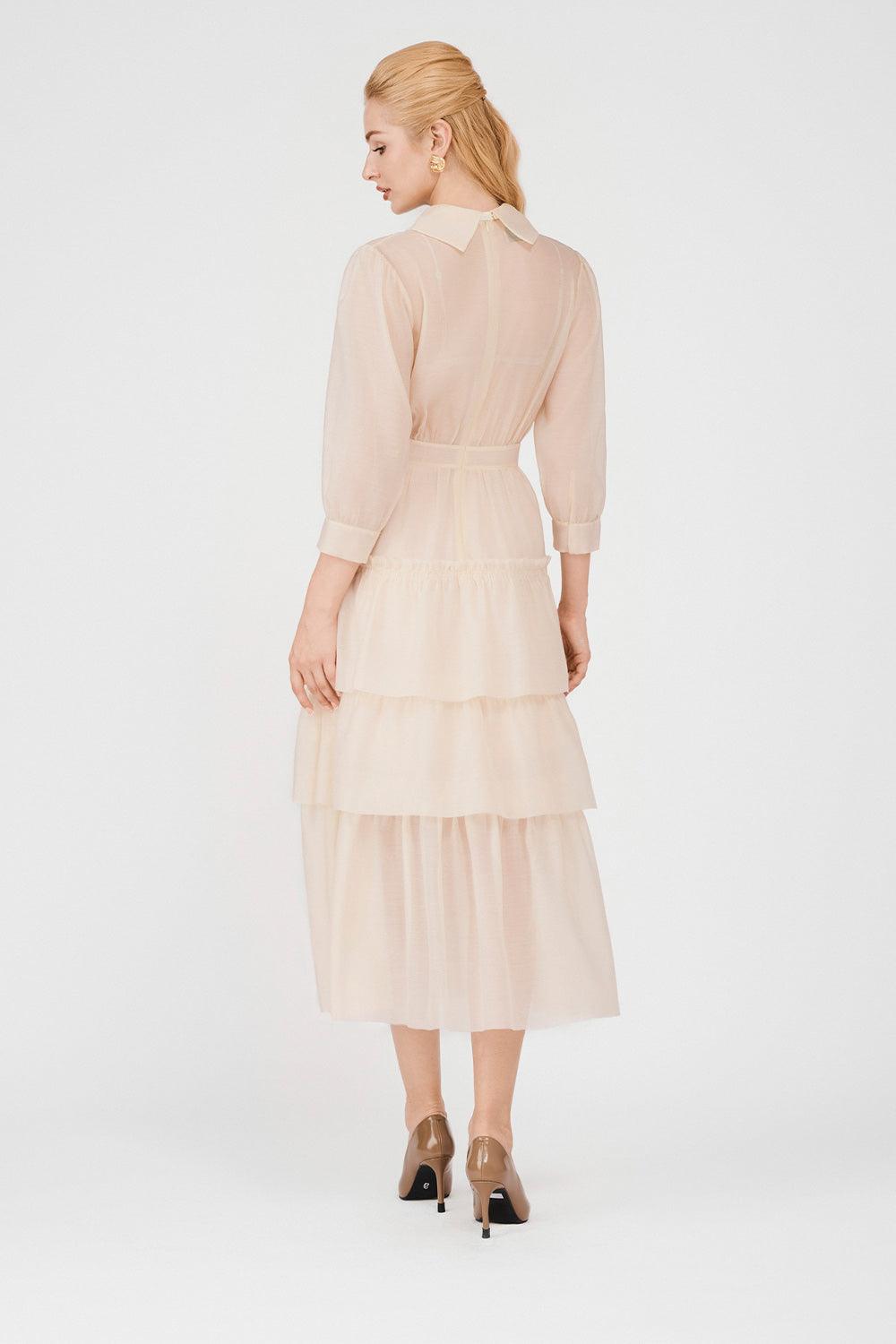 Julie Layered Ribbon Organza Midi Dress - MEAN BLVD