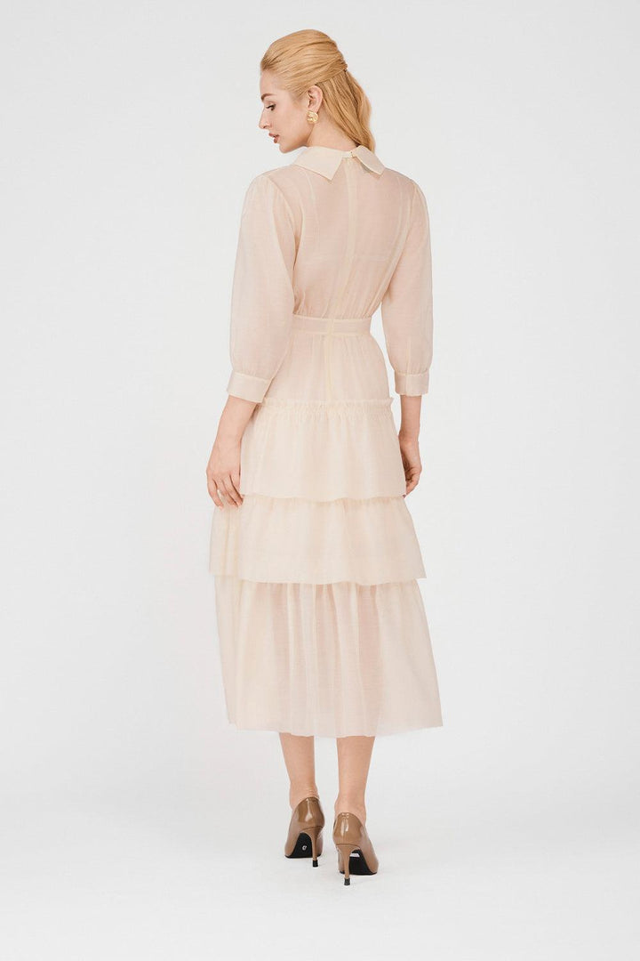 Julie Layered Ribbon Organza Midi Dress - MEAN BLVD